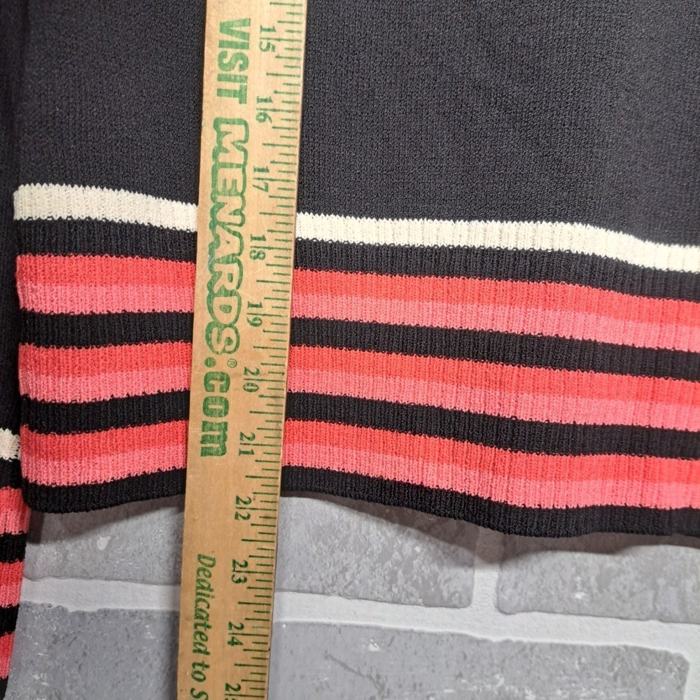 ST.John Womens Full Zip Sweater Black Pink Striped Mock Neck Knit Size P - Picture 7 of 9